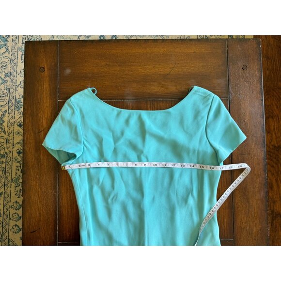 Vintage Jones of New York Dress Blue Sheath 100% Silk Knee Length Slip Lined 10 - Picture 8 of 9